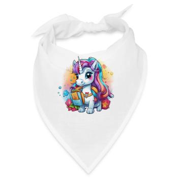 Einhorn Schulkind Einschulung Mädchen Geschenk - Bandana - Weiß - Vorne