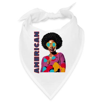Black Woman mit Schriftzug American - Bandana - Weiß - Vorne