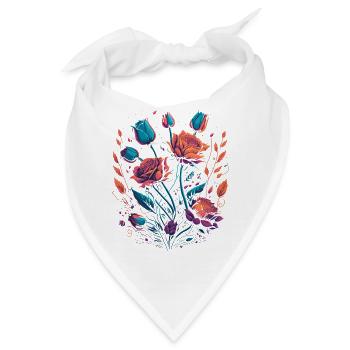 Neon Rosen Blumen Strauß - Bandana - Weiß - Vorne