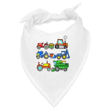 Baustelle Fahrzeuge - Bandana - Weiß - Vorne