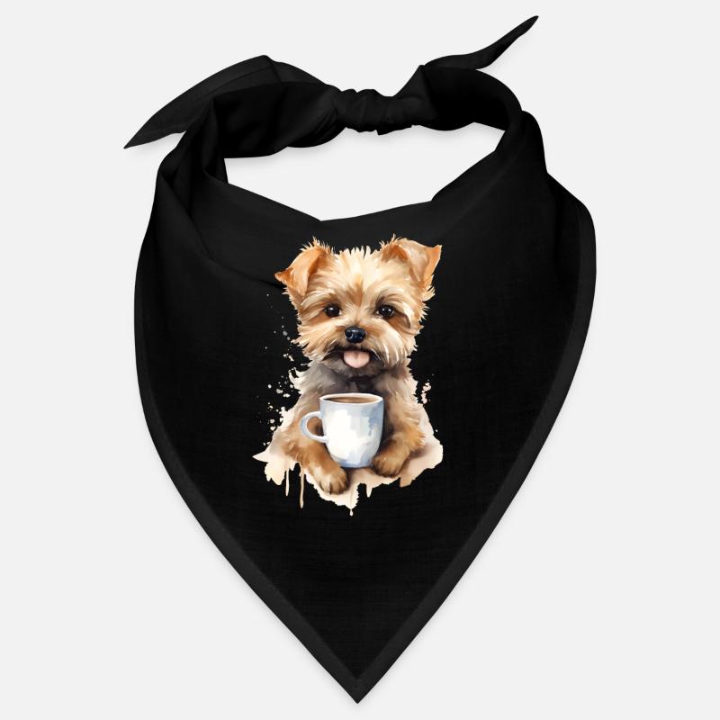 Chien Yorkshire Terrier avec style aquarelle café Bandana