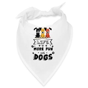 Hundeliebe - Life ist more fun with dogs I Comic - Bandana - Weiß - Vorne