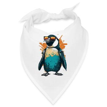Cooler Pinguin mit Sonnenbrille und Jacke - Bandana - Weiß - Vorne