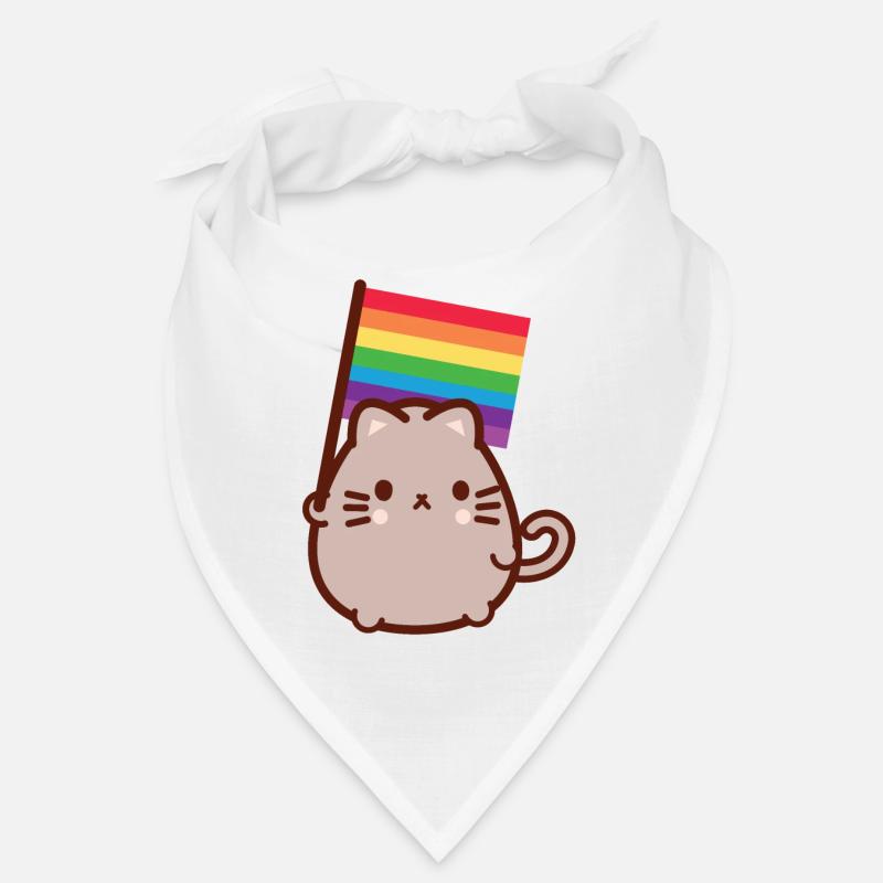 Proud Cat Celebrating Pride Waving Rainbow Flag Bandana