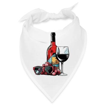 Flasche Wein und Gläser - Bandana - Weiß - Vorne