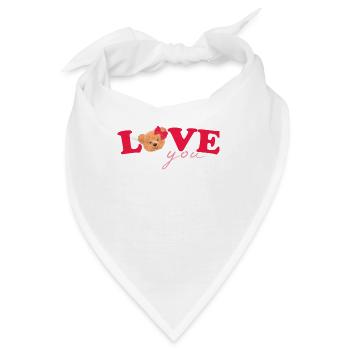 Teddy Love Rot Weiss - Bandana - Weiß - Vorne