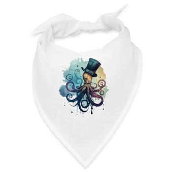 Krake trägt grossen Zylinder - Bandana - Weiß - Vorne