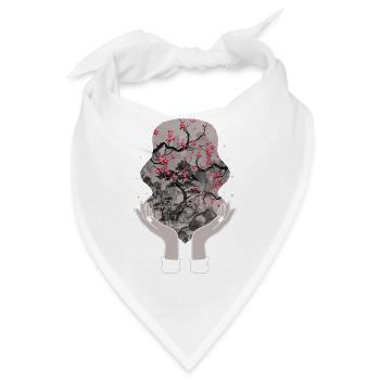 Kirschblütenhemd, Sakura Holzschnitt Kawaii - Bandana - Weiß - Vorne