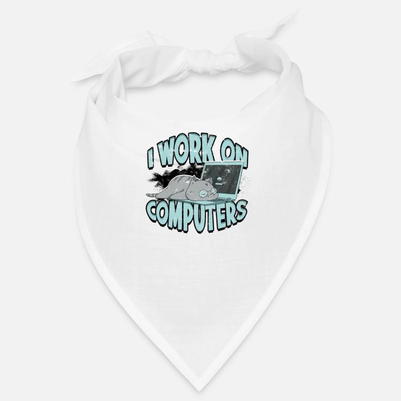 ICH ARBEITE AN COMPUTERN - Cat und Computer - Technik Bandana