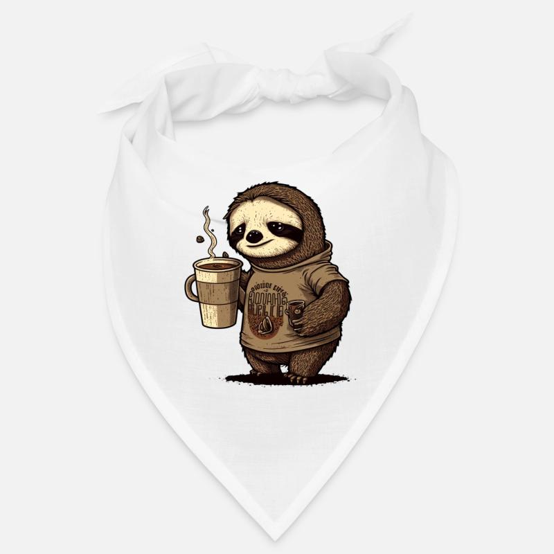 tired sloth with huge coffee mug Bandana