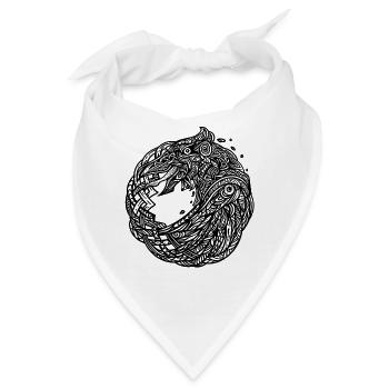 Odins Wikinger Rabe - Hugin und Munin Design - Bandana - Weiß - Vorne