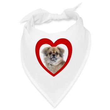 Hundeliebhaber - Hunde Herz - Tibet Spaniel - Bandana - Weiß - Vorne