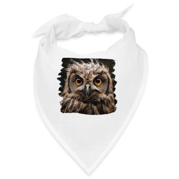 Eulen Kauz Owl Uhu Nachteule Eule - Bandana - Weiß - Vorne