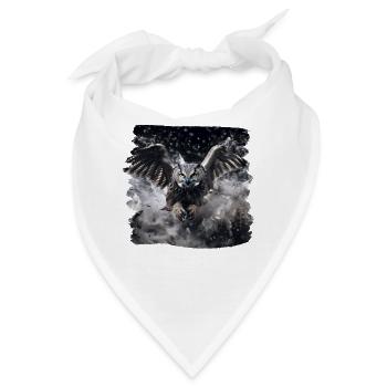 Eulen Kauz Owl Uhu Nachteule Eule - Bandana - Weiß - Vorne