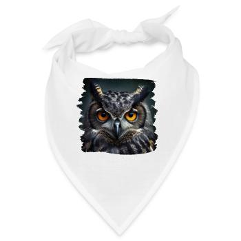 Eulen Kauz Owl Uhu Nachteule Eule - Bandana - Weiß - Vorne