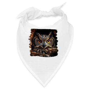 Eulen Kauz Owl Uhu Nachteule Eule - Bandana - Weiß - Vorne