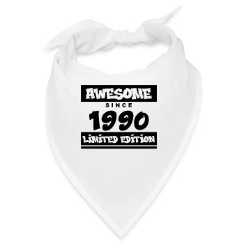 1990 - Jahrgang 1990 - Fantastisch seit 1990 - Bandana - Weiß - Vorne