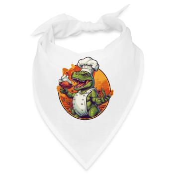 Dinosaurier mit Kochschürze - Bandana - Weiß - Vorne