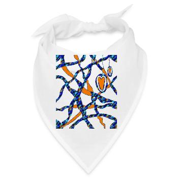 Linien und Herzen - Bandana - Weiß - Vorne