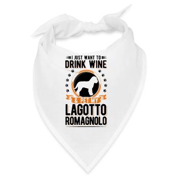 Lagotto Romagnolo und Wein - Bandana - Weiß - Vorne
