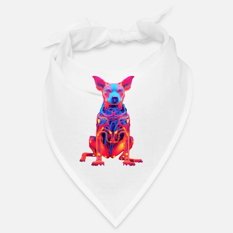 Neon Hund mit Tech-Design Bandana