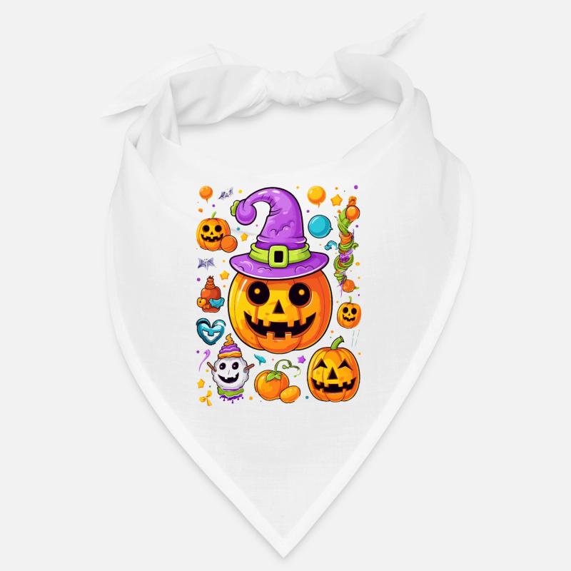 Cool Halloween pop art design pumpkin and witch hat Bandana