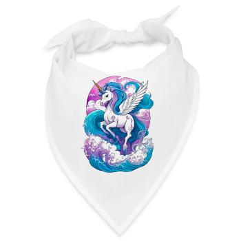 Wings of Fantasy: Niedliches fliegendes Einhorn über Wasser W - Bandana - Weiß - Vorne