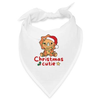 Triceratops Weihnachten Dinos Christmas Cutie - Bandana - Weiß - Vorne