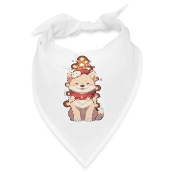 Corgi Corgi Hund Weihnachten Hund Lichterkette - Bandana - Weiß - Vorne