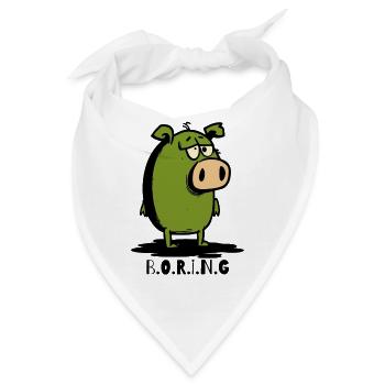 Cartoon: Ein gelangweiltes Langweiler-Schwein - Bandana - Weiß - Vorne