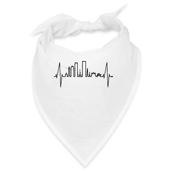 Boston Skyline Herzschlag USA Fan Herz Puls Liebe - Bandana - Weiß - Vorne
