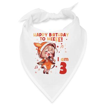 Anime Mandga K-Pop KPop Mädchen 3. Geburtstag - Bandana - Weiß - Vorne