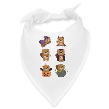 Biber Halloween Teufel Kürbis Vampier Kostüm - Bandana - Weiß - Vorne
