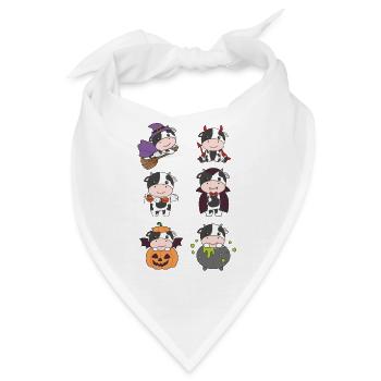 Kuh Halloween Teufel Kürbis Vampier Kostüm - Bandana - Weiß - Vorne