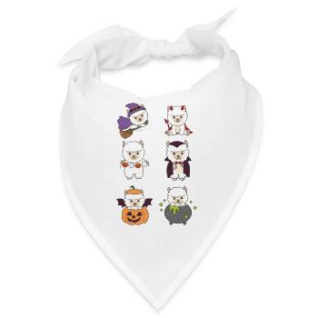 Alpaka Halloween Teufel Kürbis Vampier Kostüm - Bandana - Weiß - Vorne