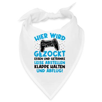 Hier wird gezockt essen und getränke leise - Bandana - Weiß - Vorne