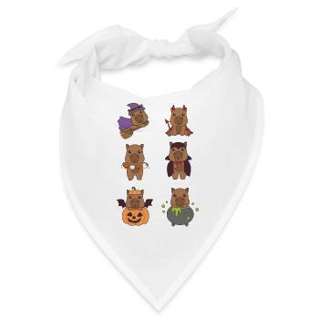 Capybara Halloween Teufel Kürbis Vampier Kostüm - Bandana - Weiß - Vorne