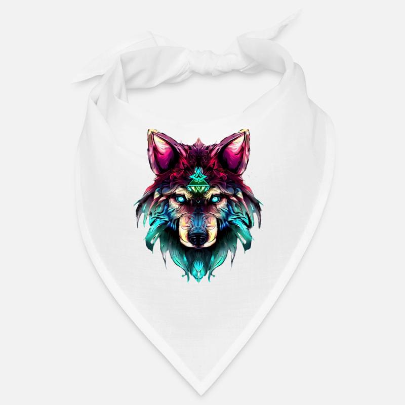 Mystischer Wolf Synthwave Wolfskopf Bandana