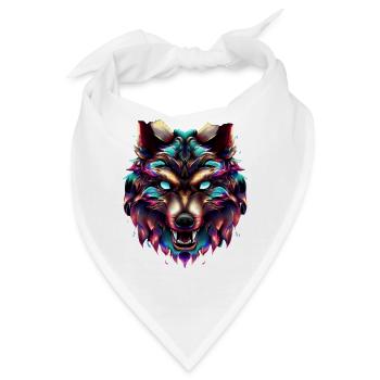 Wolfskopf Synthwave Wolf - Bandana - Weiß - Vorne
