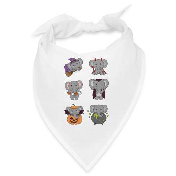 Elefant Halloween Teufel Kürbis Vampier Kostüm - Bandana - Weiß - Vorne