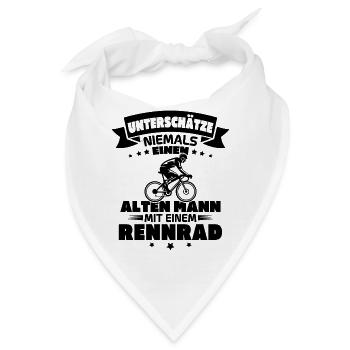 Alten mann mit einem Rennrad - Bandana - Weiß - Vorne