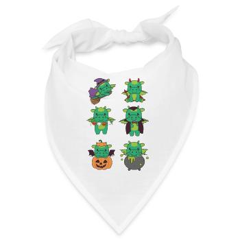 Drache Halloween Teufel Kürbis Vampier Kostüm - Bandana - Weiß - Vorne