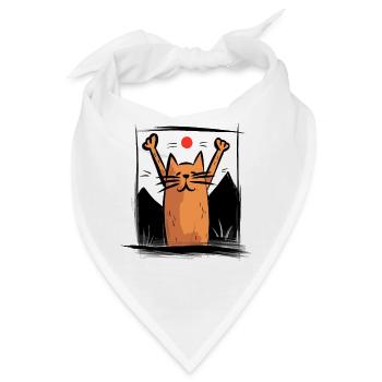 Japanische Rote Sonne, glückliche Katze - Bandana - Weiß - Vorne