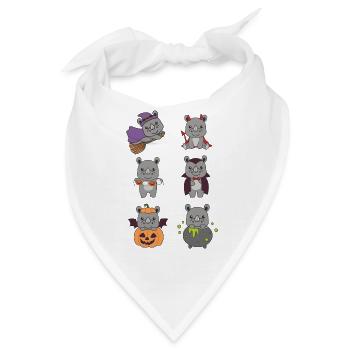 Nashorn Halloween Teufel Kürbis Vampier Kostüm - Bandana - Weiß - Vorne
