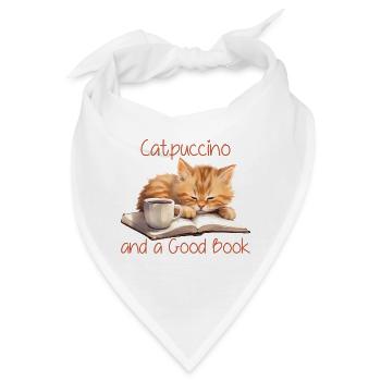 Catpuccino And A Good Book - Bücherwurm und Katzen - Bandana - Weiß - Vorne