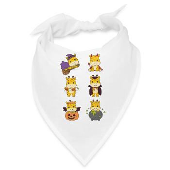Giraffe Halloween Teufel Kürbis Vampier Kostüm - Bandana - Weiß - Vorne