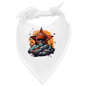 Felsen und ein Stern-Totenkopf - Bandana - Weiß - Vorne
