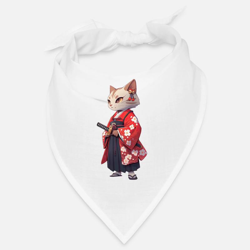 Chat d’Asie Samouraï japonais Samouraï - Bandana - blanc