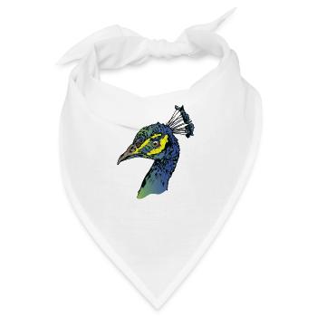 Pfau Vogel Farben Tier Tierpark - Bandana - Weiß - Vorne