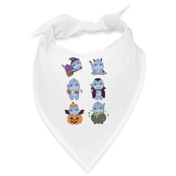 Dino Halloween Teufel Kürbis Vampier Kostüm - Bandana - Weiß - Vorne